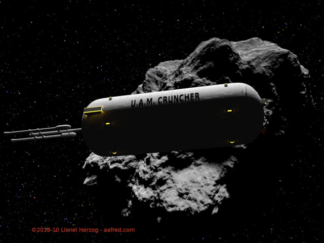 Le Cruncher passe à proximité d'un astéroïde